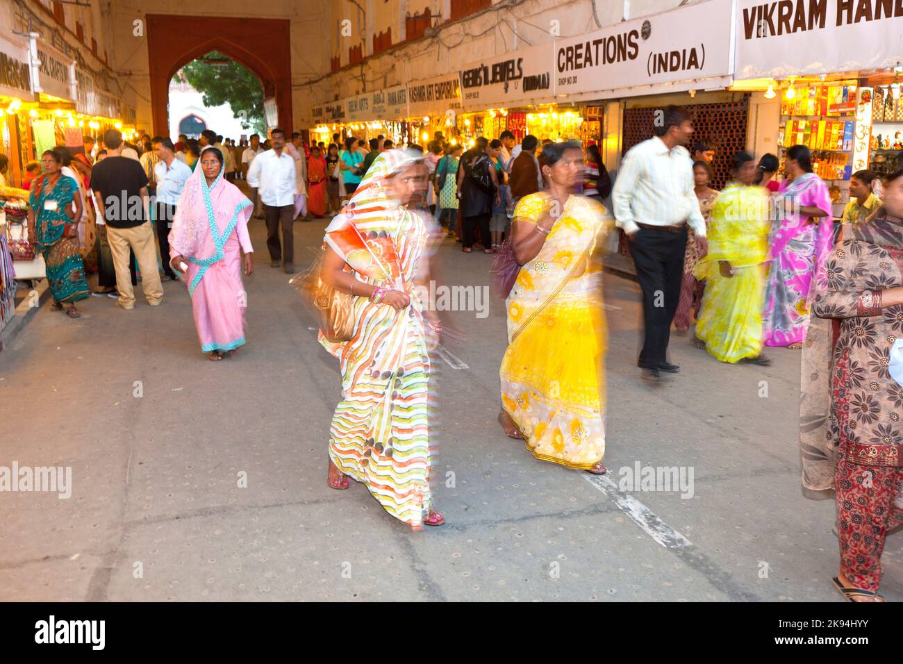 DELHI, INDIA NOV 11 people shop inside the Bazaar in the Red Fort on