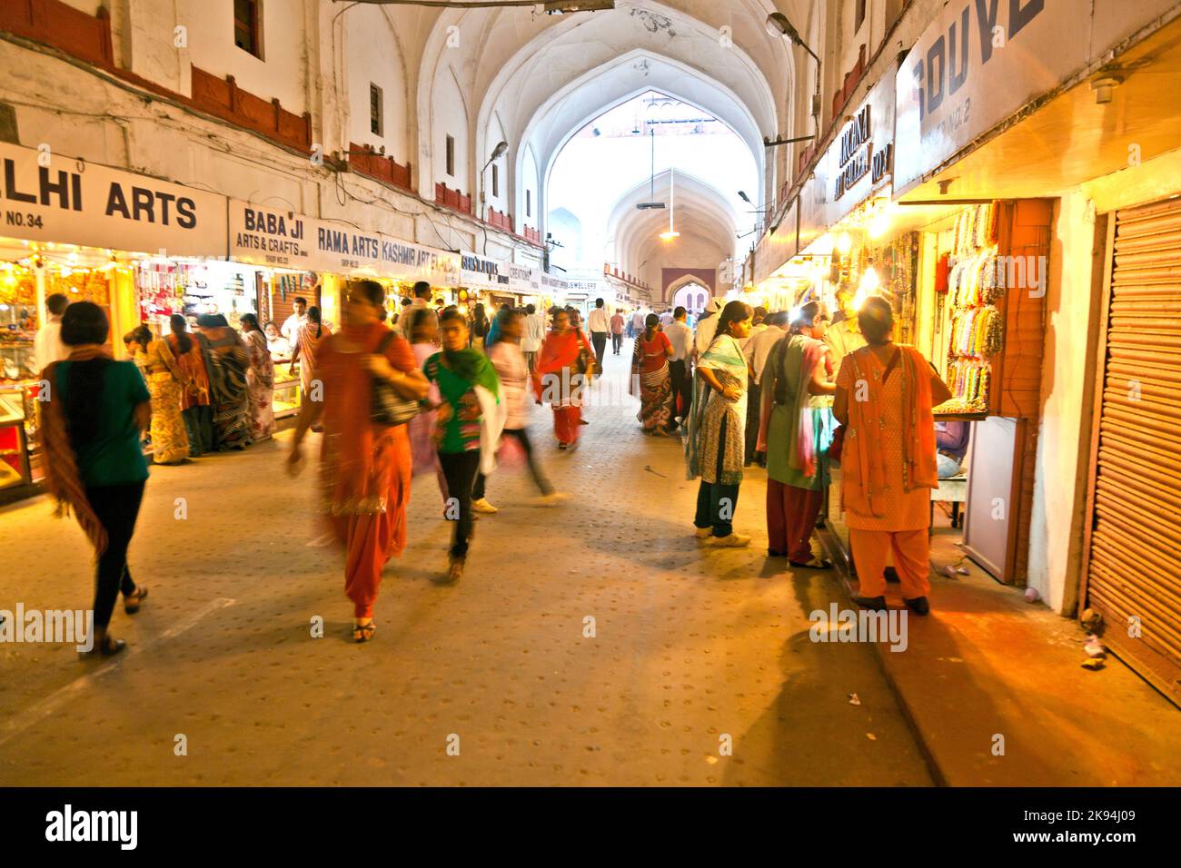 DELHI, INDIA NOV 11 people shop inside the Bazaar in the Red Fort on