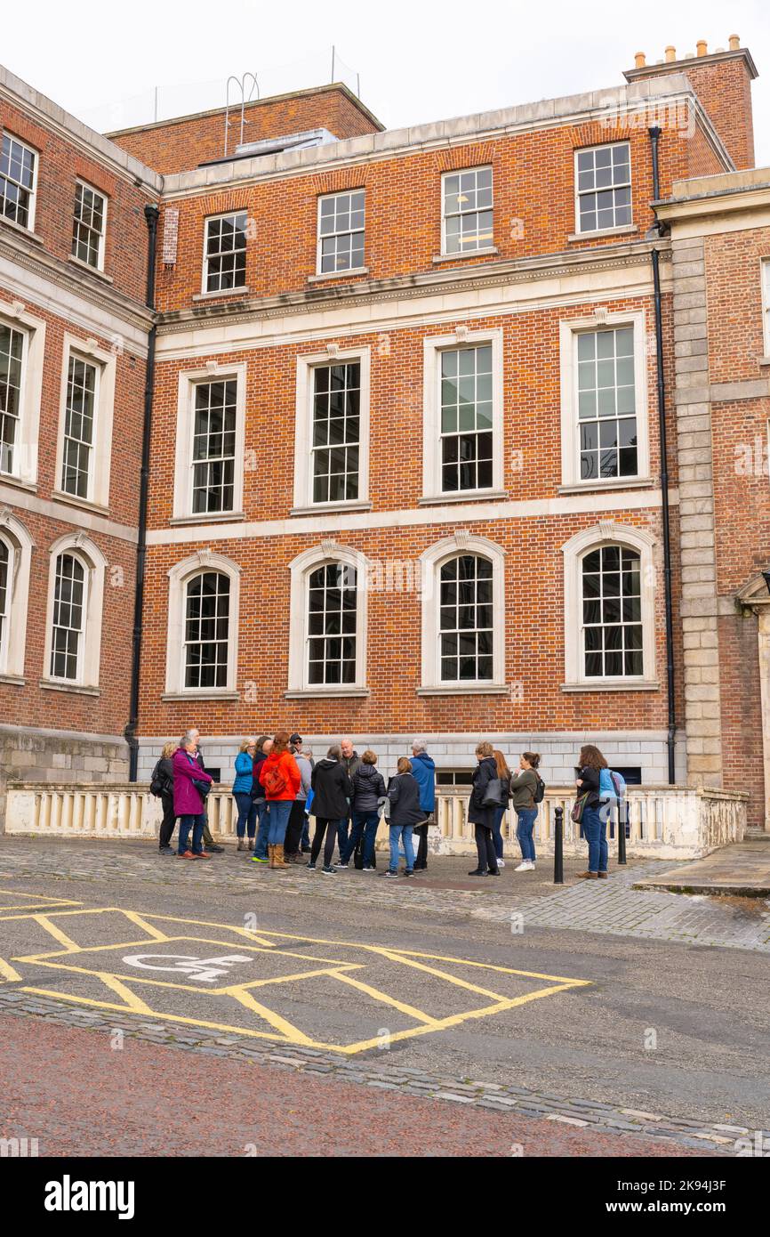 Ireland Eire Dublin Dame Street Dublin Castle Lower Castle Yard Offices where Bram Stoker author Dracula worked over Powder Tower Storehouse Tower Stock Photo