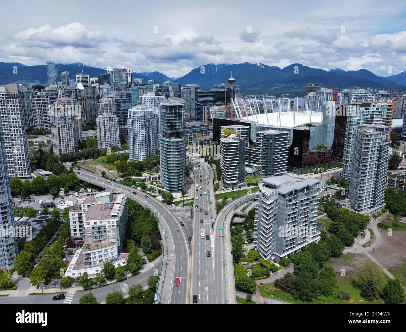 An aerial view of the city downtown of Vancouver in Canada Stock Photo ...