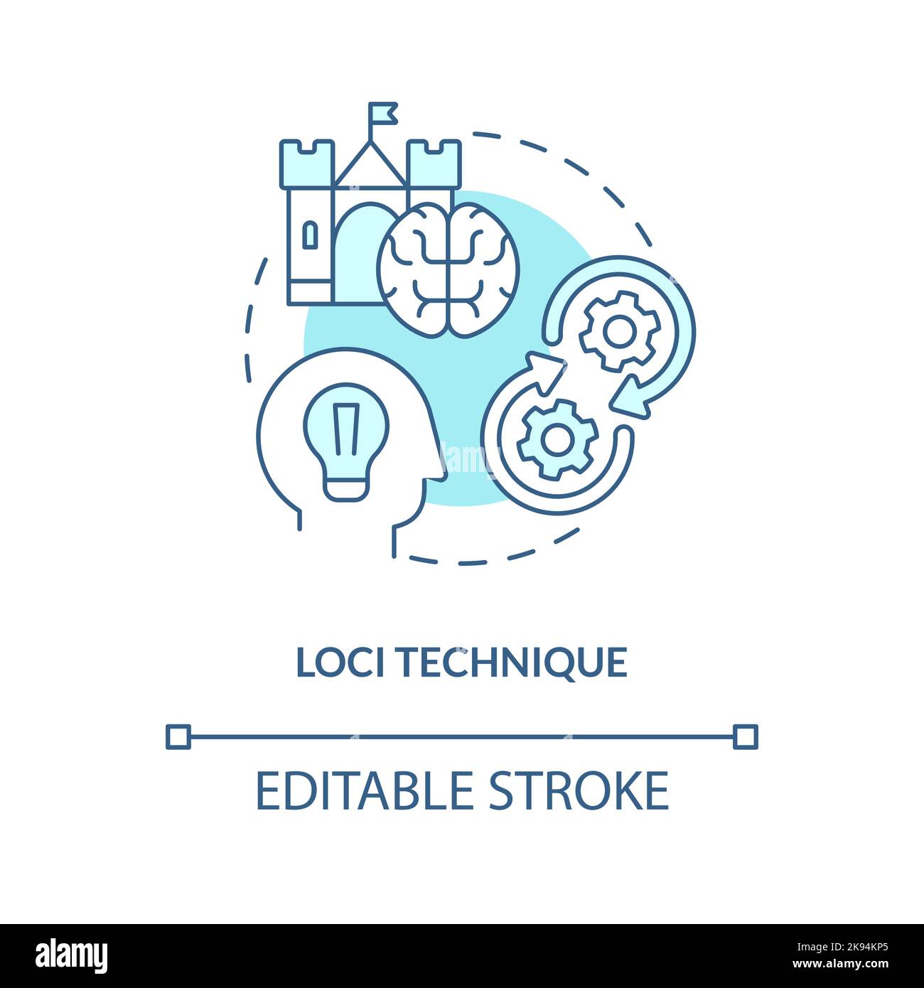 Loci memory technique concept turquoise icon Stock Vector