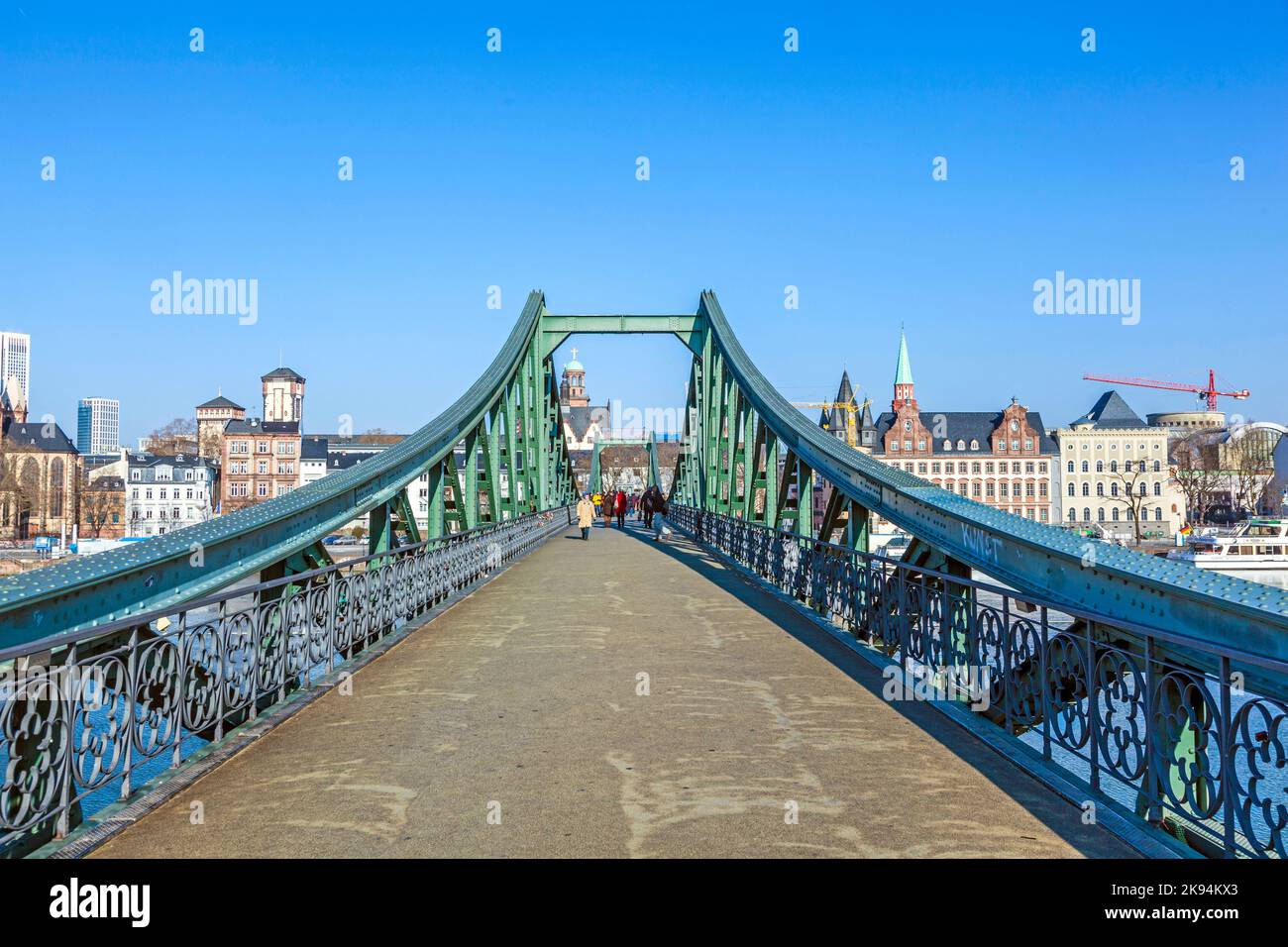 Frankfurt, Germany - February 11, 2012: people at Eiserner steg in ...