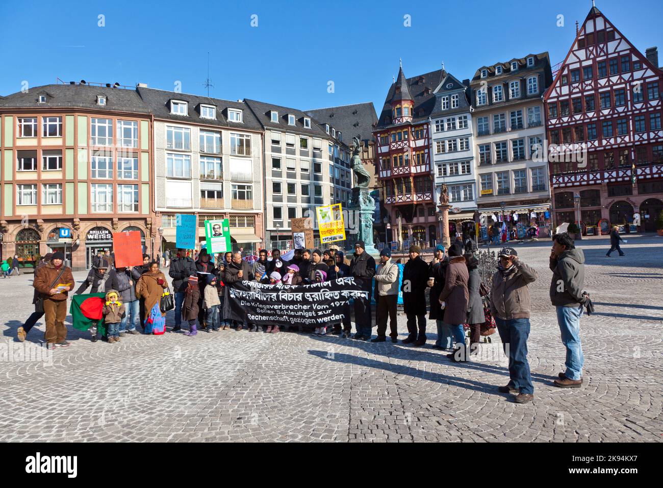 FRANKFURT - 11 FEBRUARY: bengali people protest against war crime in Bangladesh and for a peaceful democracy on February 11,2012 in Frankfurt. 1971 wa Stock Photo