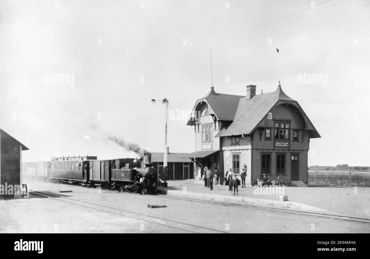 Skövde - Axvalls Railway station in Varnhem. Traffic area built 1902-03. Stock Photo