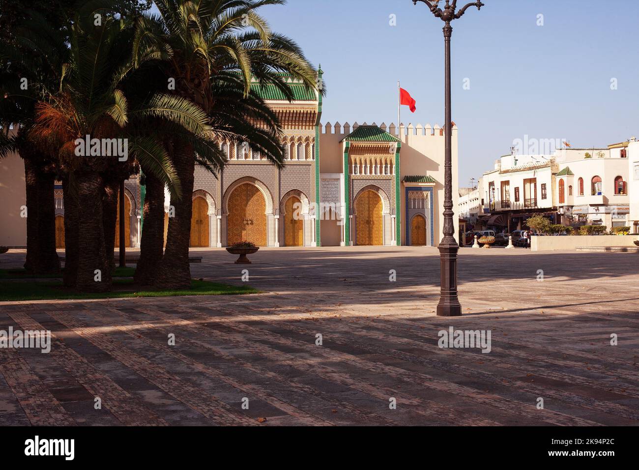 An outdoor view of the Dar al-Makhzen royal palace of the king of ...