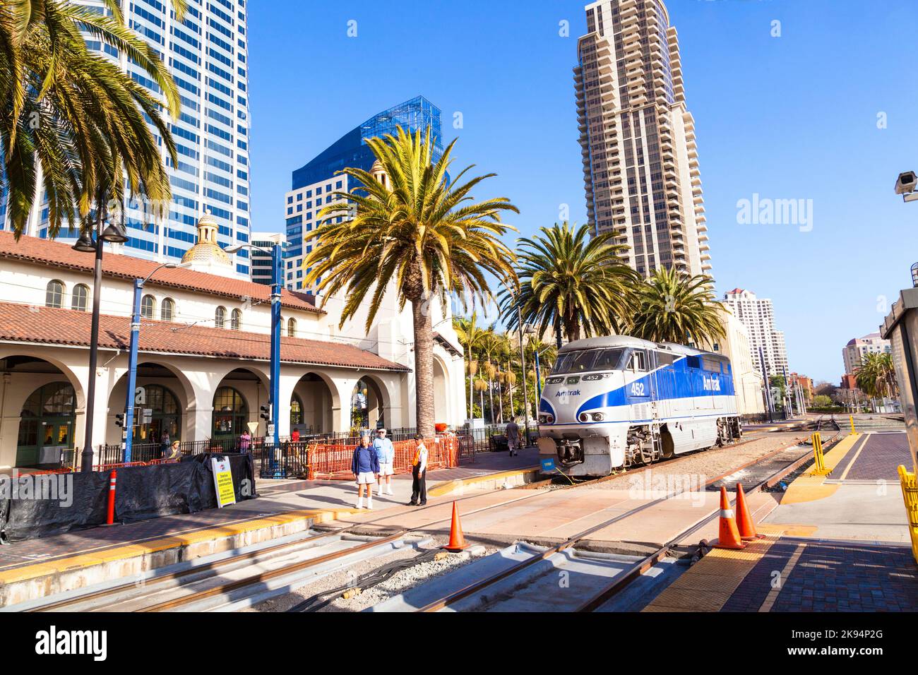 SAN DIEGO, USA - JUNE 11: train arrives at Union Station on June 11 ...