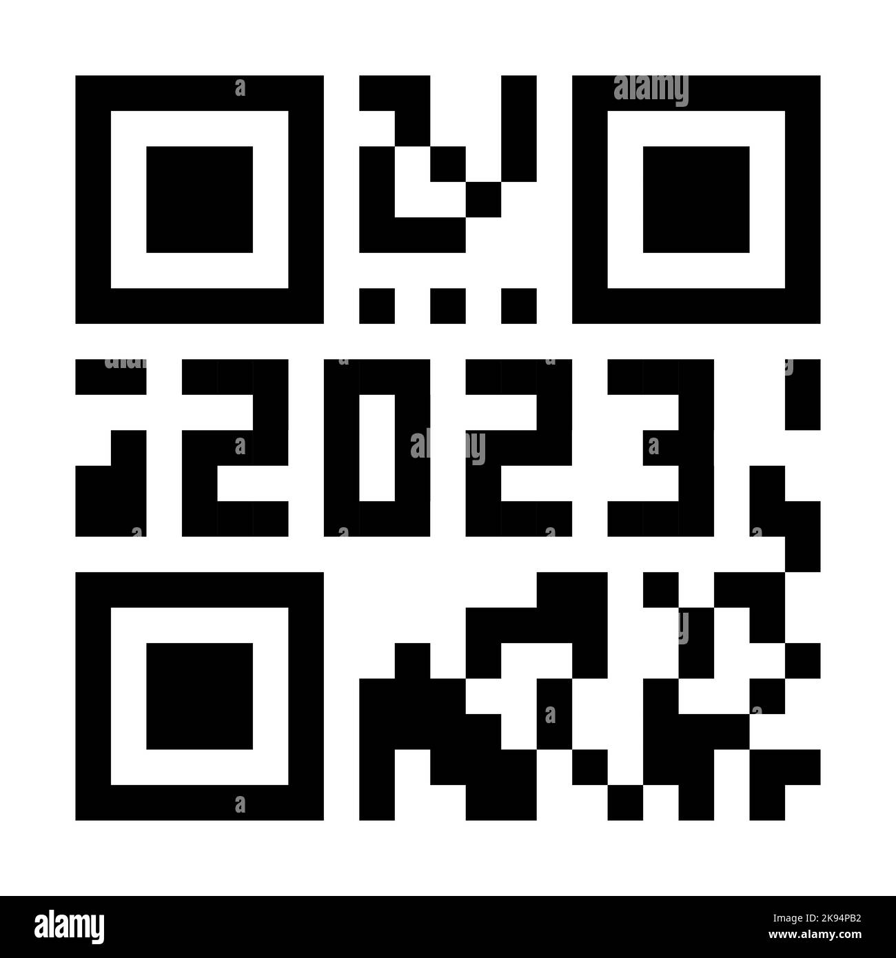 QR code 2023 numbers. Happy New Year with covid vaccination barcode