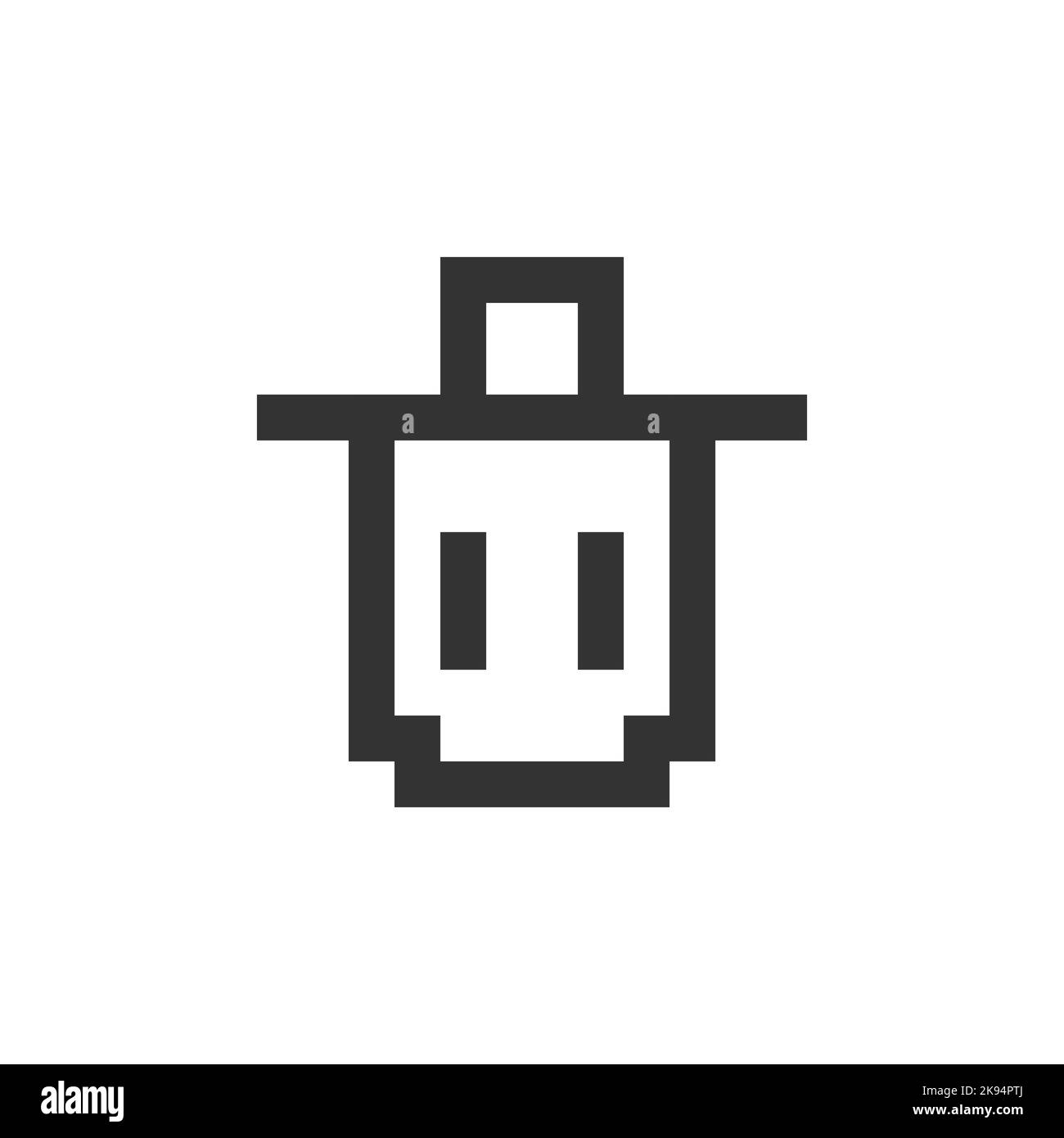 Trash can pixelated ui icon Stock Vector