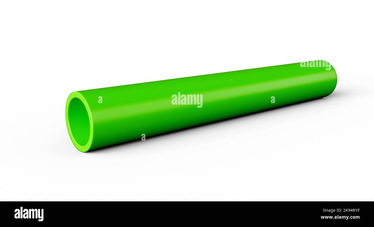 Green PVC pipe isolated on white background 3d illustration Stock Photo