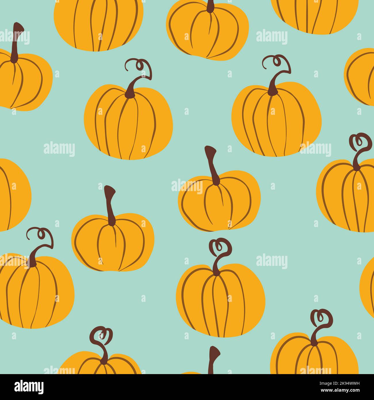 Seamless pattern with halloween pumpkins on color background. Scary and ...