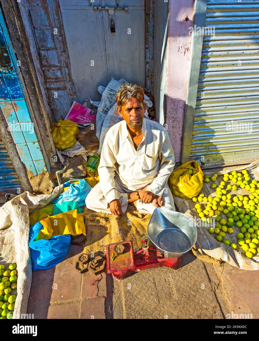 NEW DELHI OCTOBER 16 Typical vegetable street market in India on