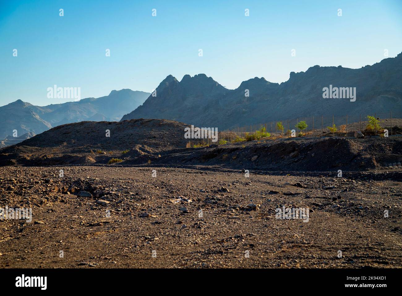 Huge beautiful mountains and fossil rocks view during early morning ...