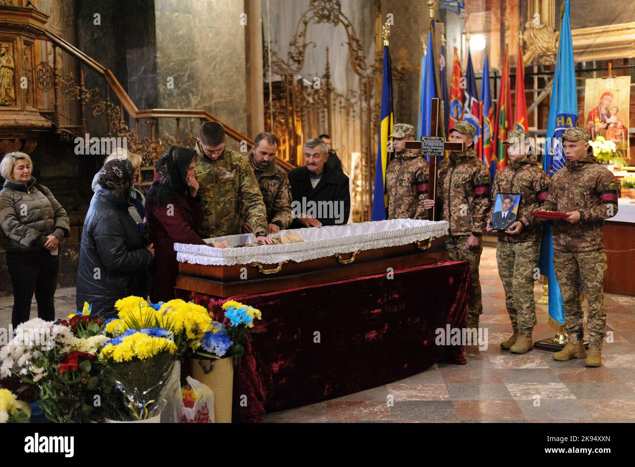 Lviv, Ukraine 25 Oct 2022, Funeral ceremony of lieutenant colonel Dmytro Kuchynskyi at the