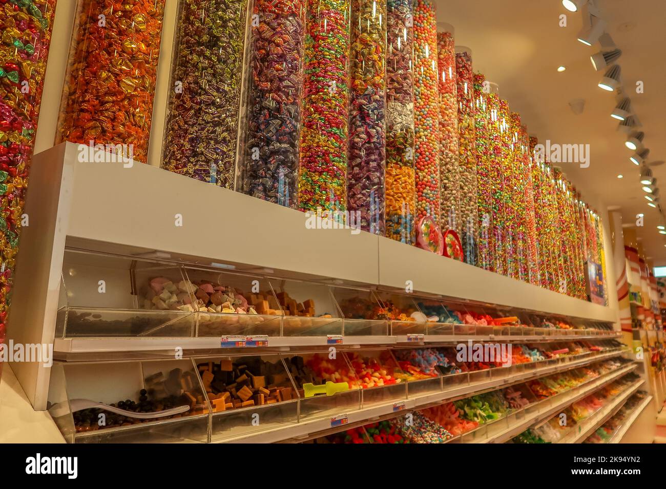 Amsterdam, Netherlands. October 2022. The colorful display of a candystore. High quality photo Stock Photo