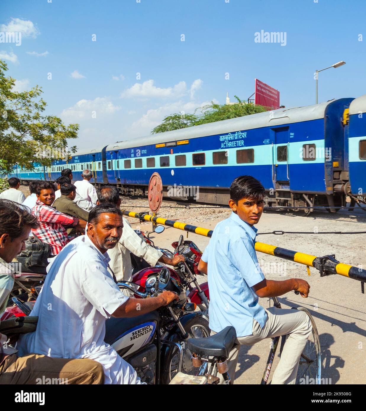 Jaipur, India October 23, 2012 Indian Railway train passes a