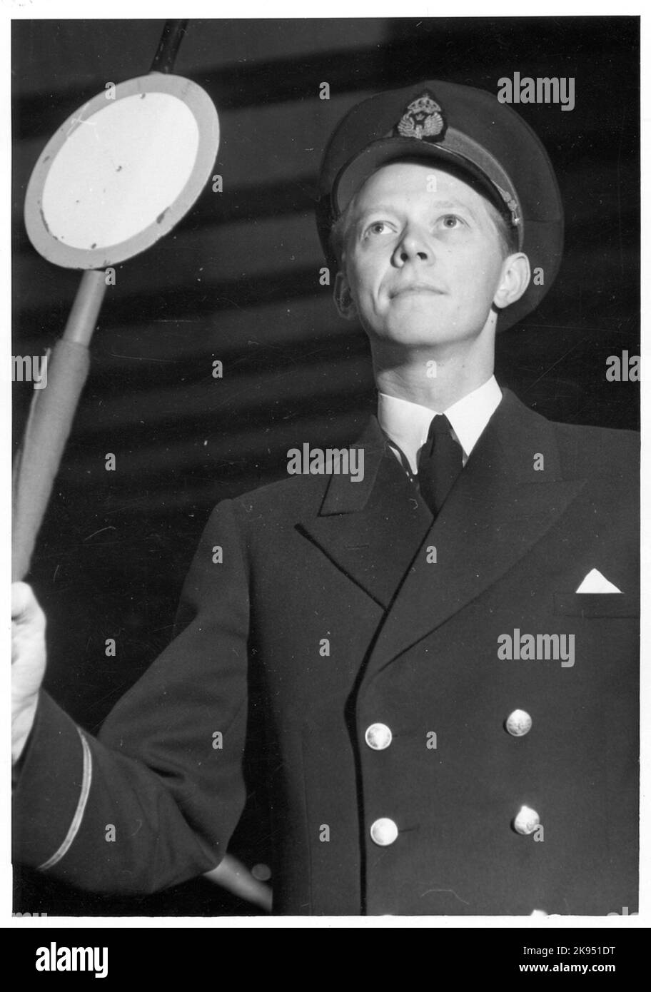 Graduation Signal Ingmar Carlström, train clearer gives a graduation signal Stock Photo ...
