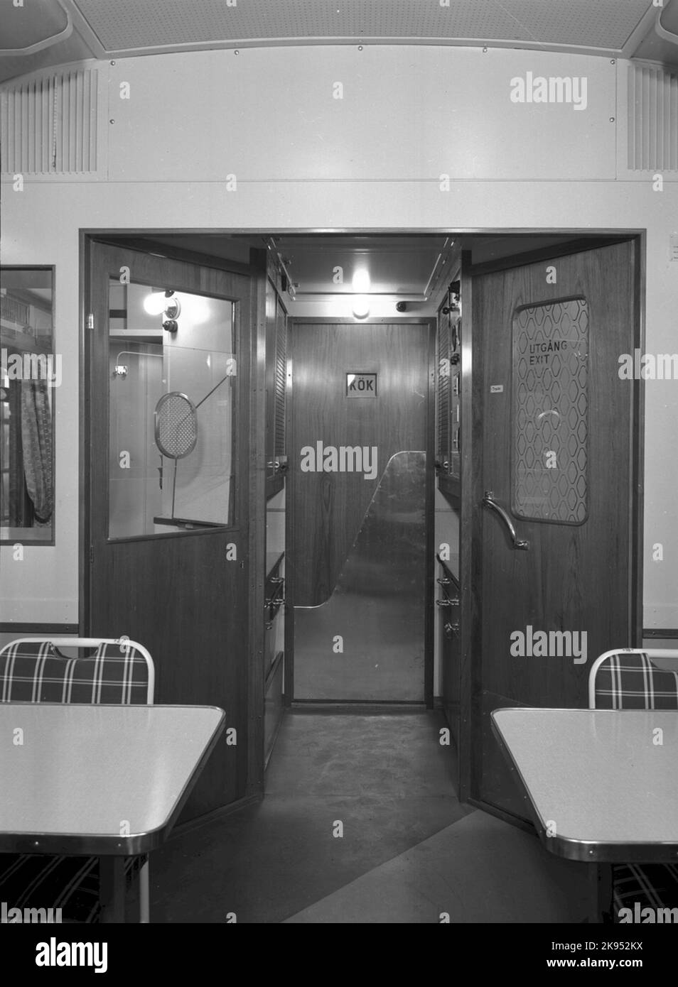Restaurant carriage, State Railways, SJ Ro3, interior image. Part of the dining room Stock Photo