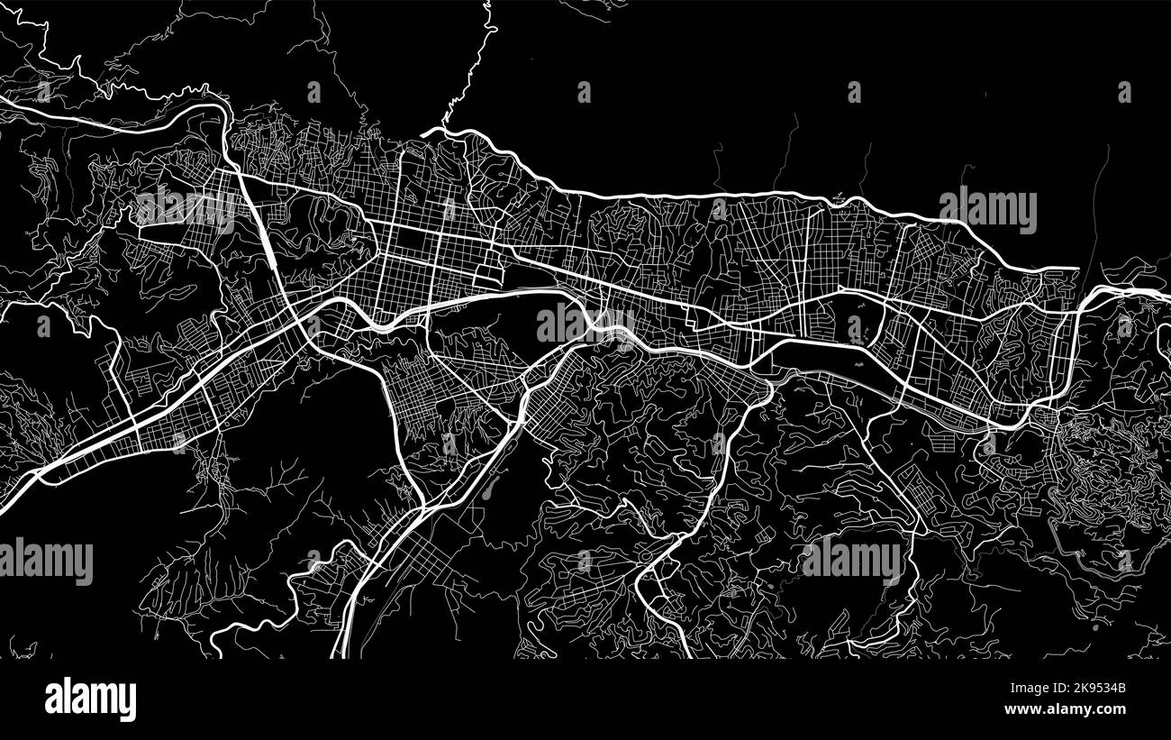 Map of Caracas city. Urban black and white poster. Road map image with metropolitan city area view. Stock Vector