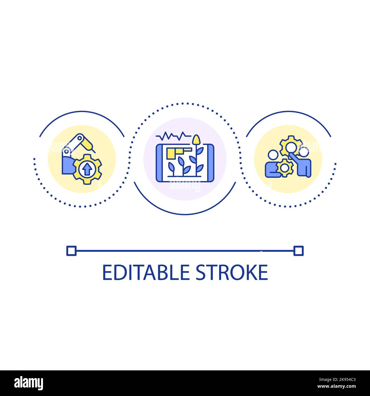 Involve mechanization in business loop concept icon Stock Vector