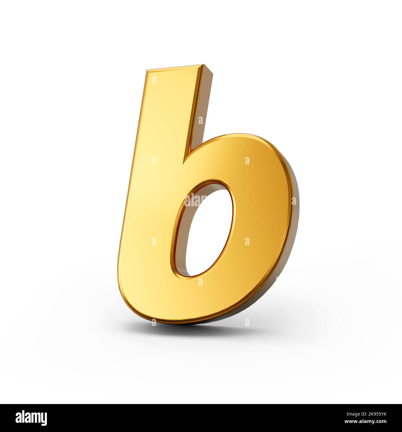 Golden alphabet b on white isolated background 3D Golden small Letters 3d Illustration Stock Photo