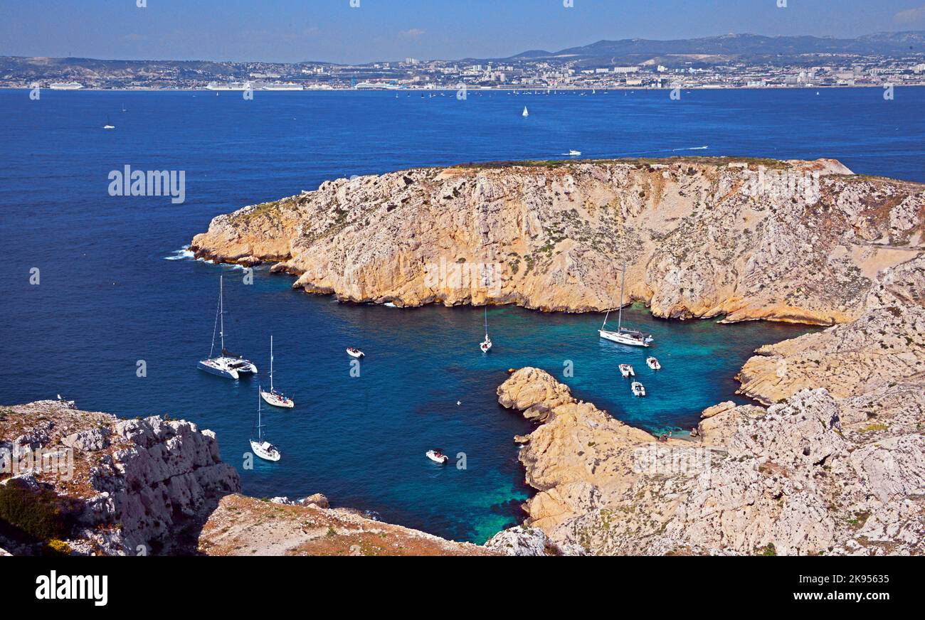 Port de Banc, France, Bouches du Rhone, Marseilles, Islands of Frioul Stock Photo