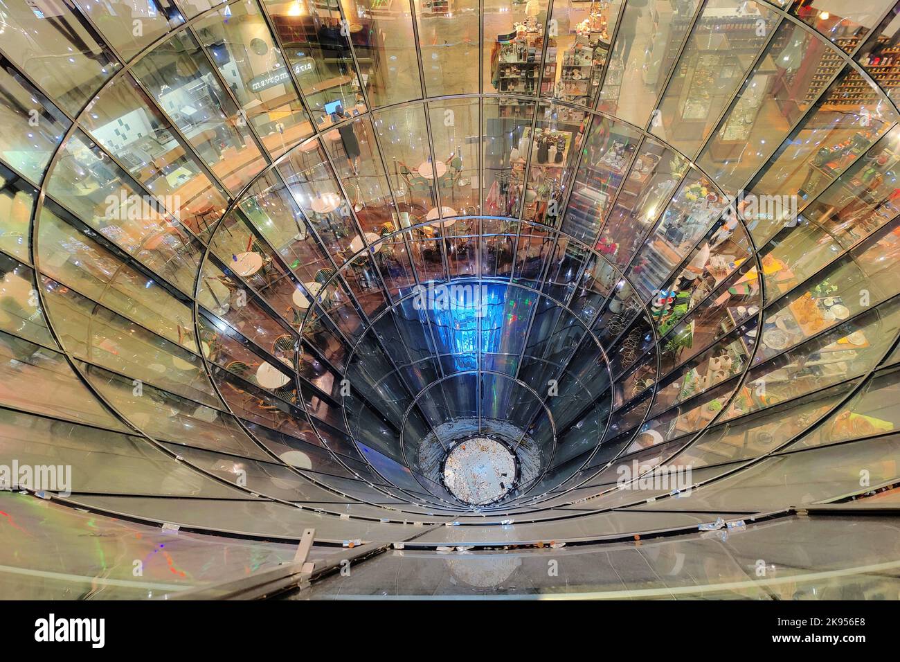 Glass funnel, a detail of the interior design in the department stores