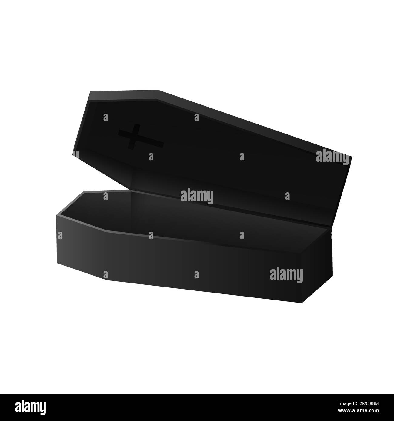 Black open coffin with lid Stock Vector
