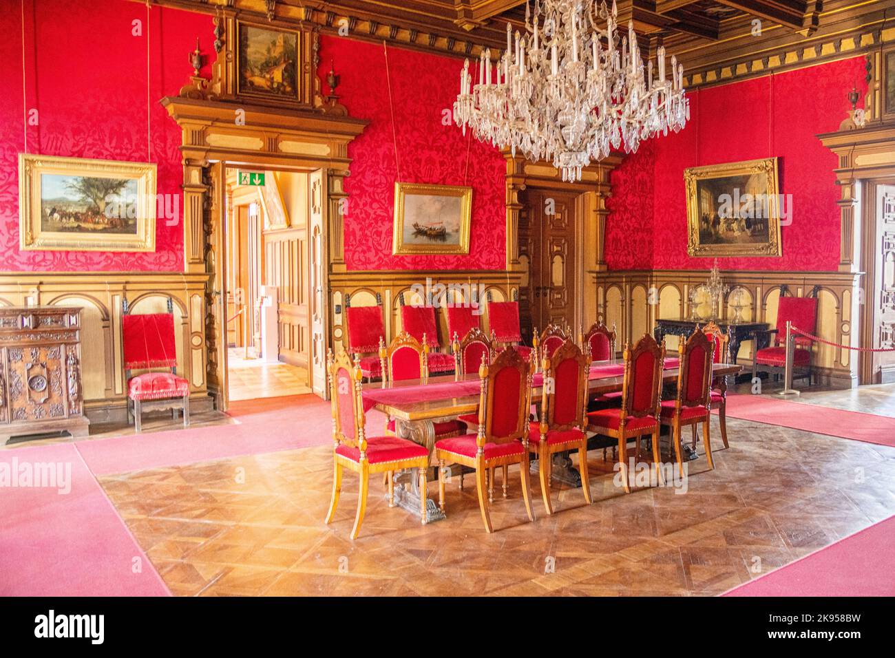 A dining room inside Miramare Castle near Trieste, Italy Stock Photo