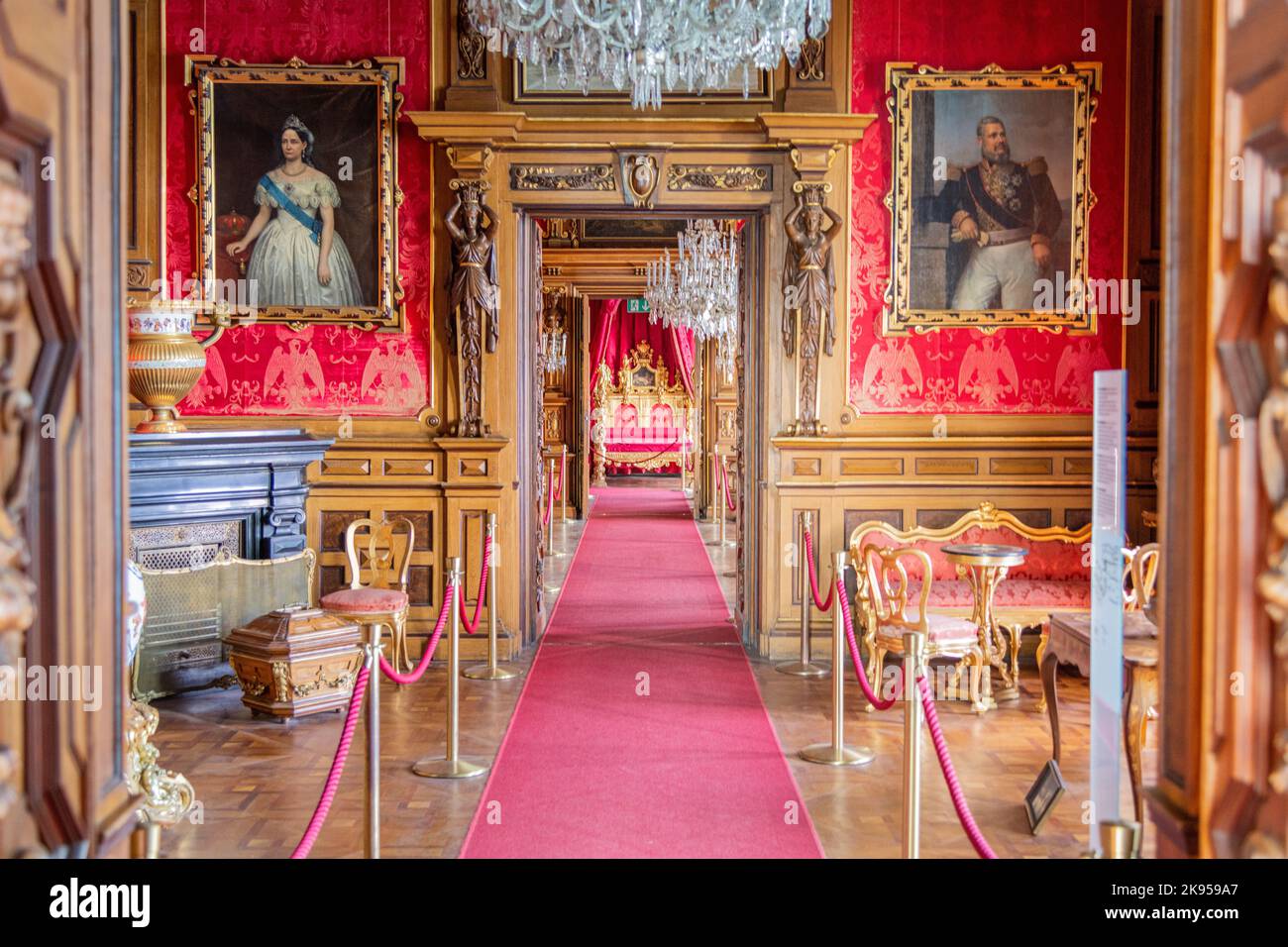 A corridor inside Miramare Castle near Trieste, Italy Stock Photo