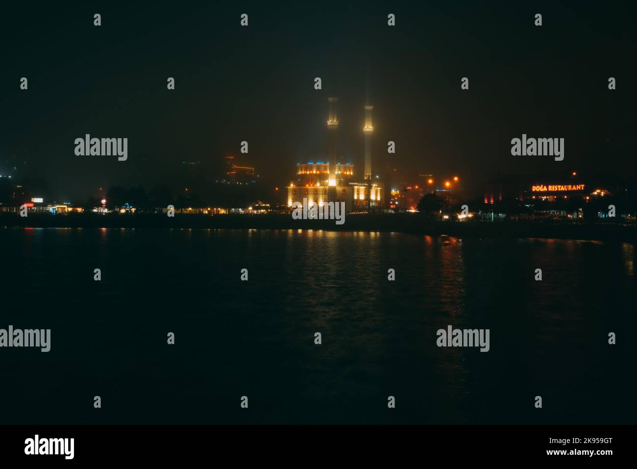 The Hagia Sophia and its minarets in Istanbul at night Stock Photo - Alamy