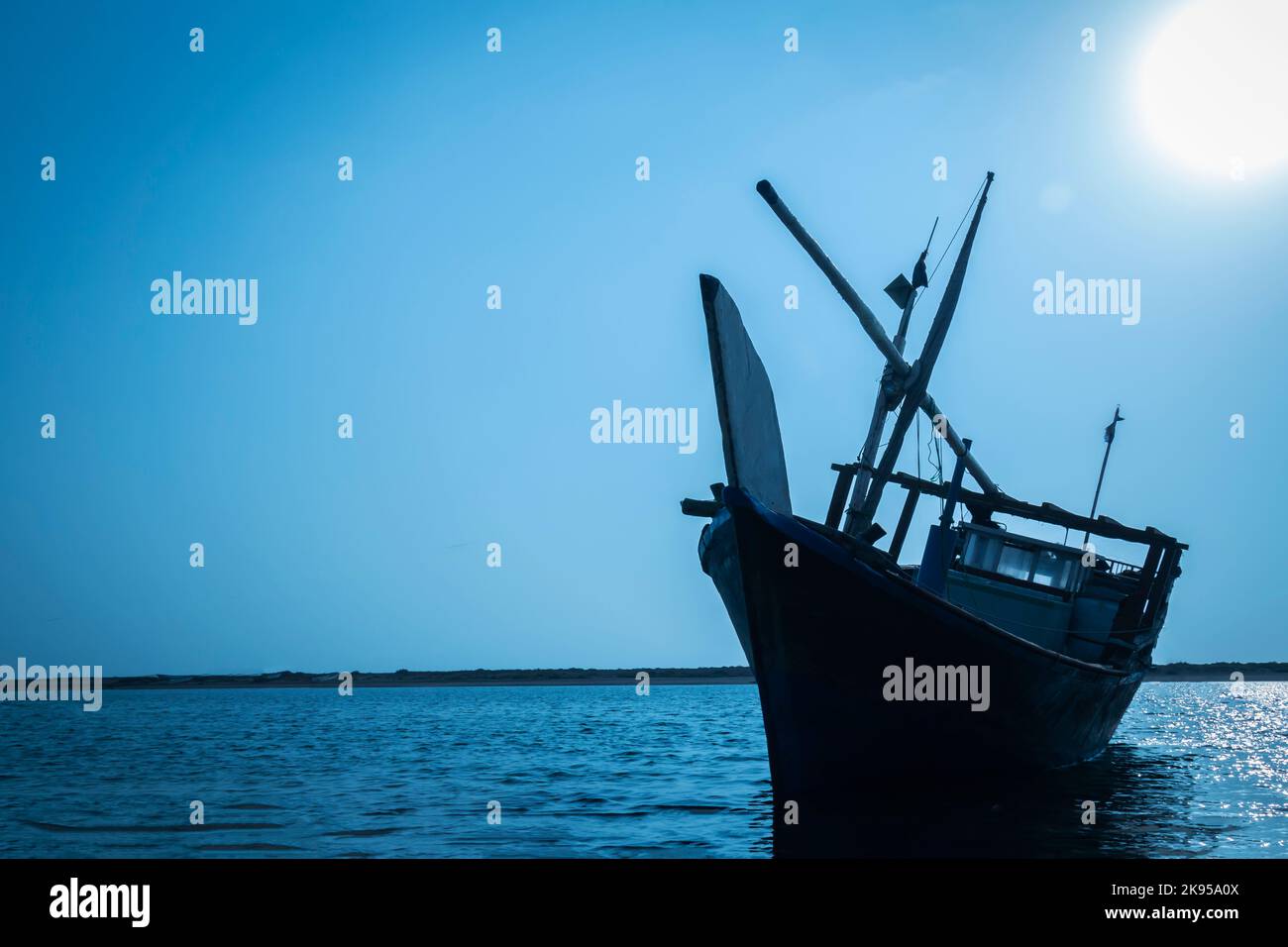 Traditional wooden dhow from UAE coast Stock Photo