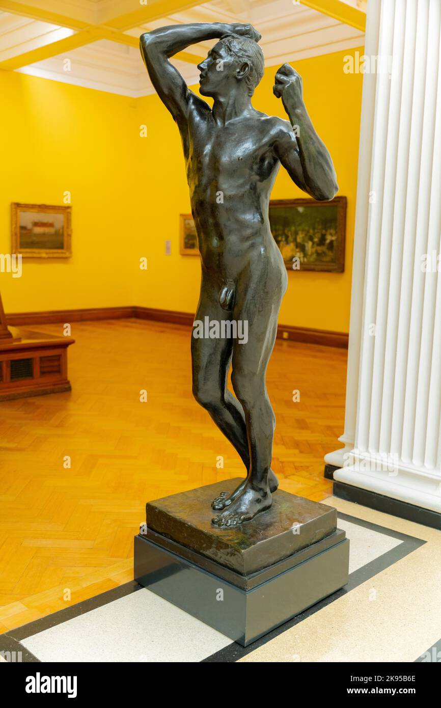 Ireland Eire Dublin City Gallery The Hugh Lane statue sculpture bronze Auguste Rodin naked man Stock Photo