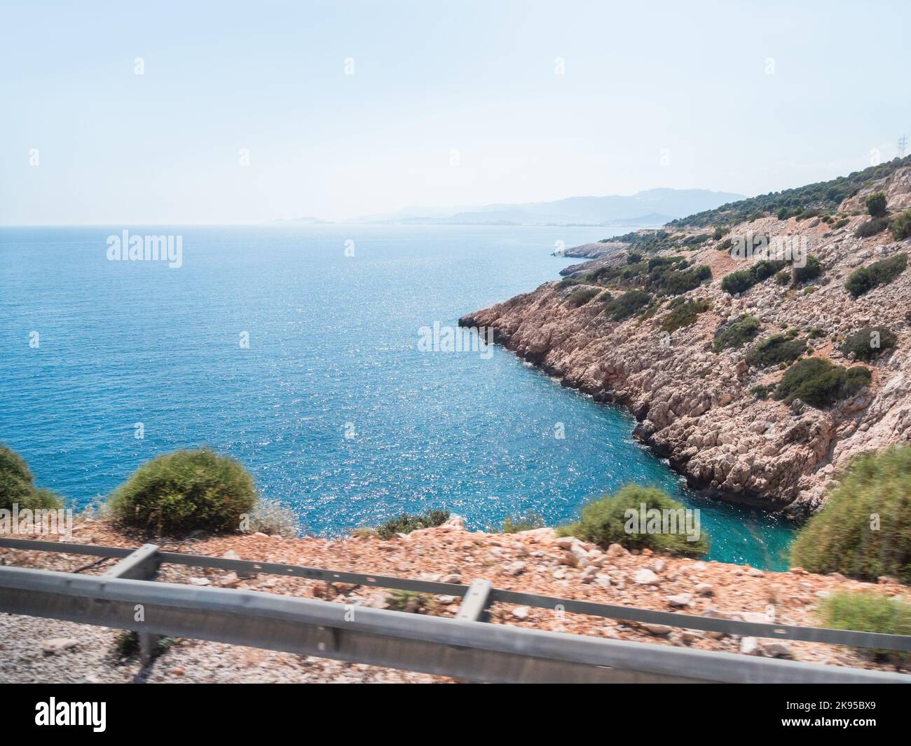 Mountain serpentine road along Mediterranean sea. Demre Finike Yolu (road). Turkey. Stock Photo