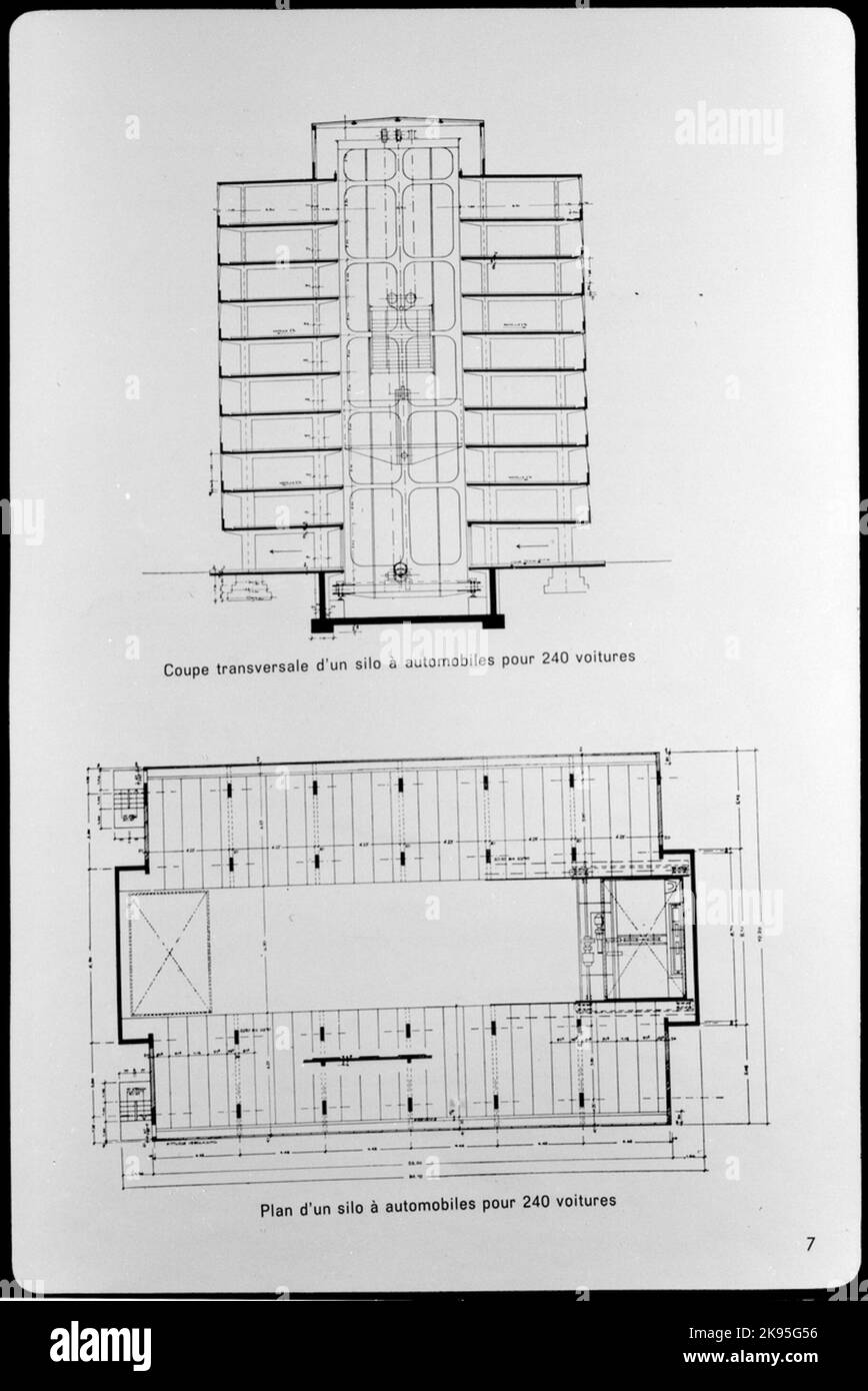 Drawing over parking garage for 240 vehicles. The drawing text is in