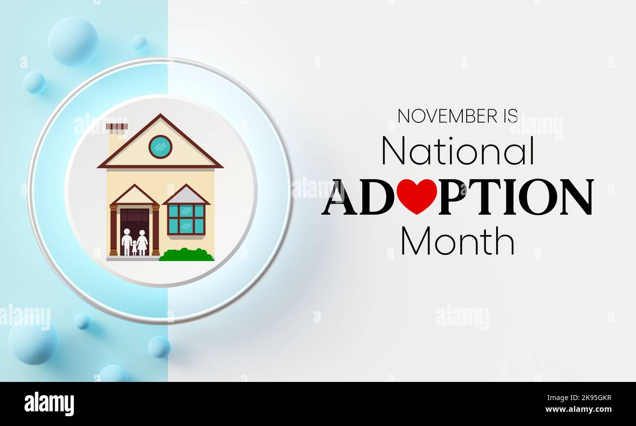 National Adoption month is observed every year in November. 3D Rendering Stock Photo