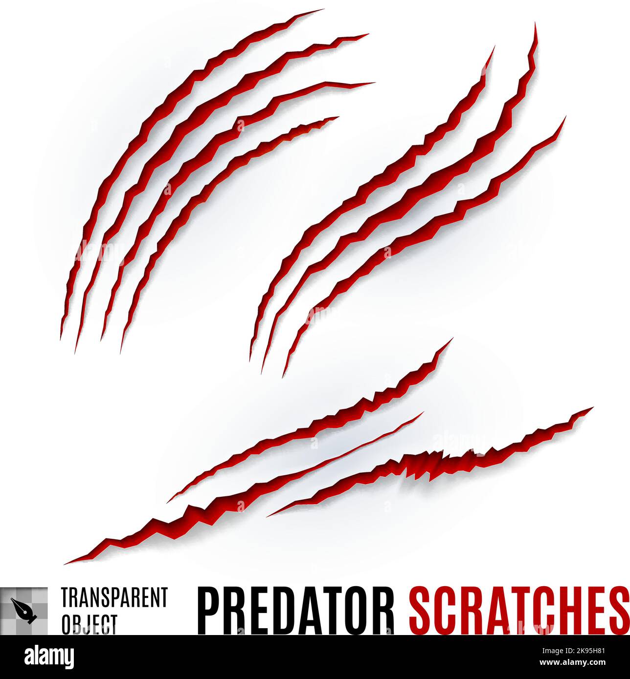 Animal Red Scratches on White background. Claw Scratch Mark. Paper