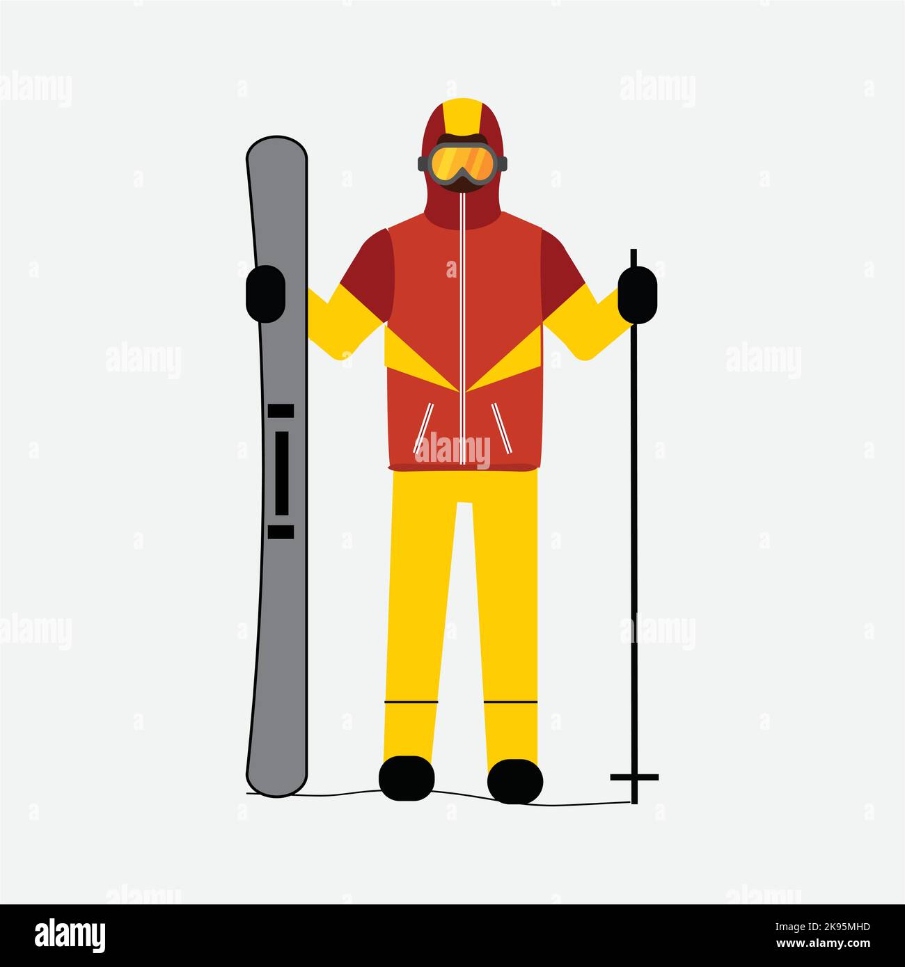 Man with ski board and ski equipment Stock Vector