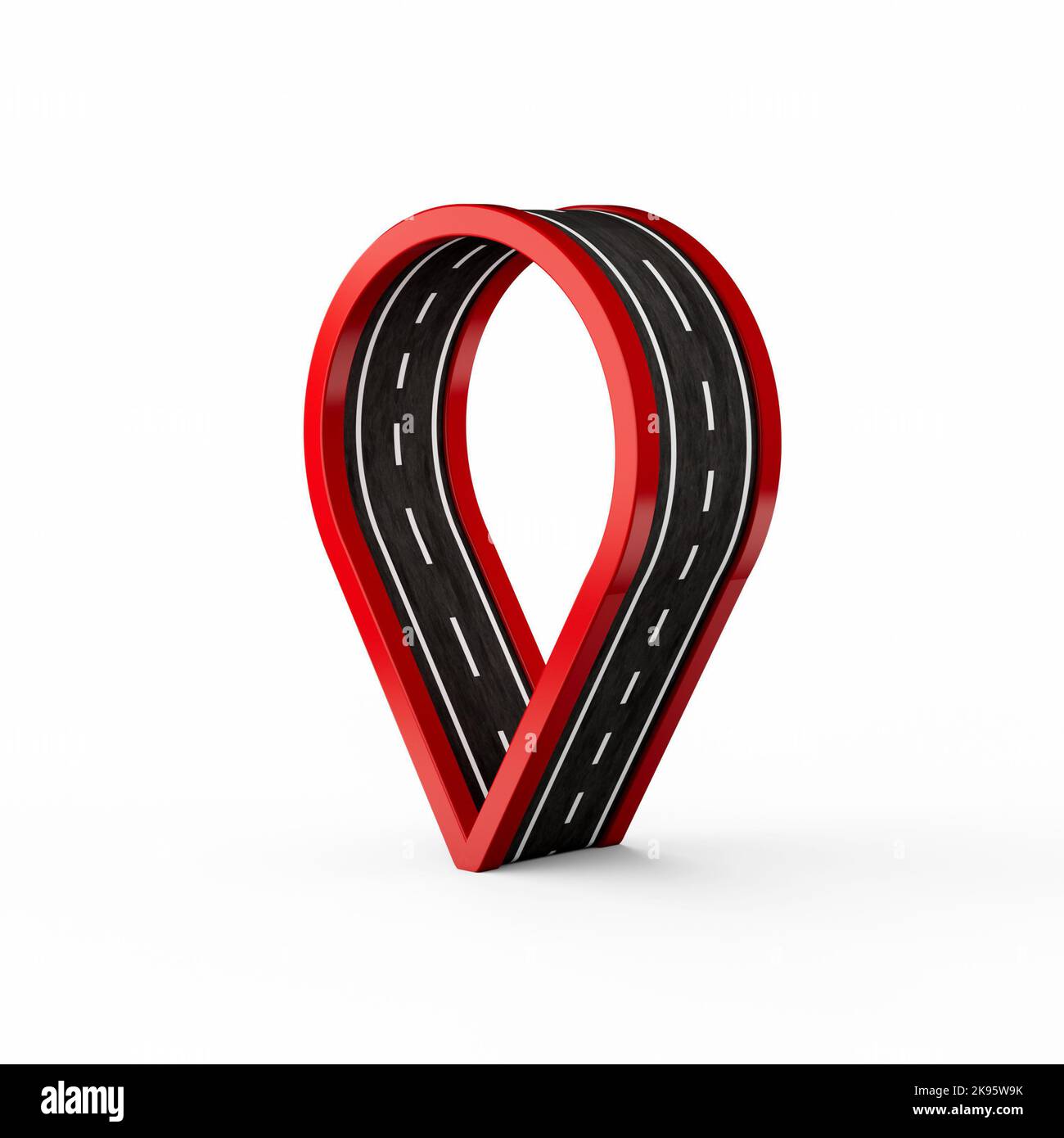 Red Location Map pin icon made with asphalt Track Road 3d illustration ...