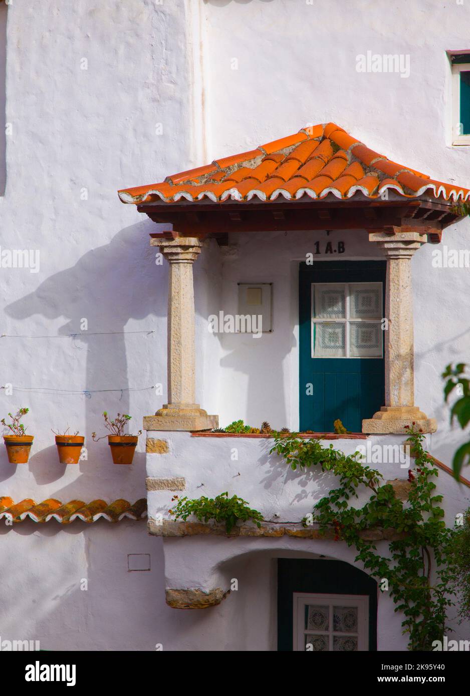 Portugal, Obidos, historic small town,  balcony, Stock Photo