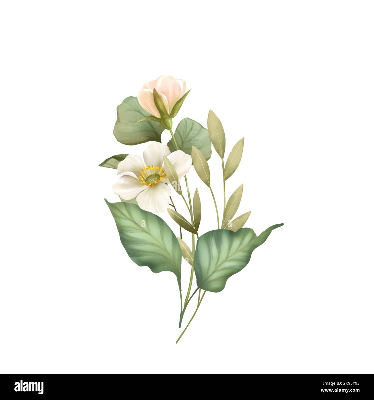 Flower Bouquet. Isolated on white Stock Photo - Alamy