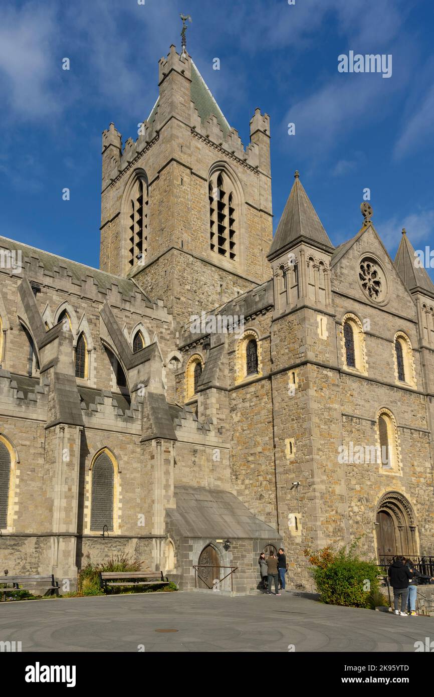 Republic of Ireland Eire Dublin Christ Church Cathedral c. 1030 was Cathedral of the Holy Trinity Church of Ireland renovated 19th century bell tower Stock Photo