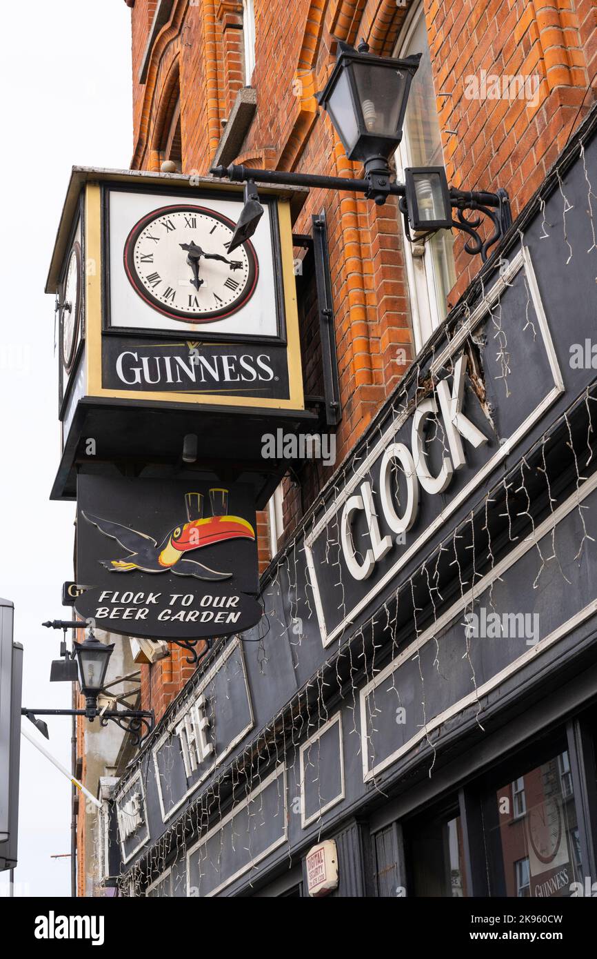 Republic of Ireland Eire Dublin The Clock Pub clock Guinness sign signs toucan Flock to our Beer