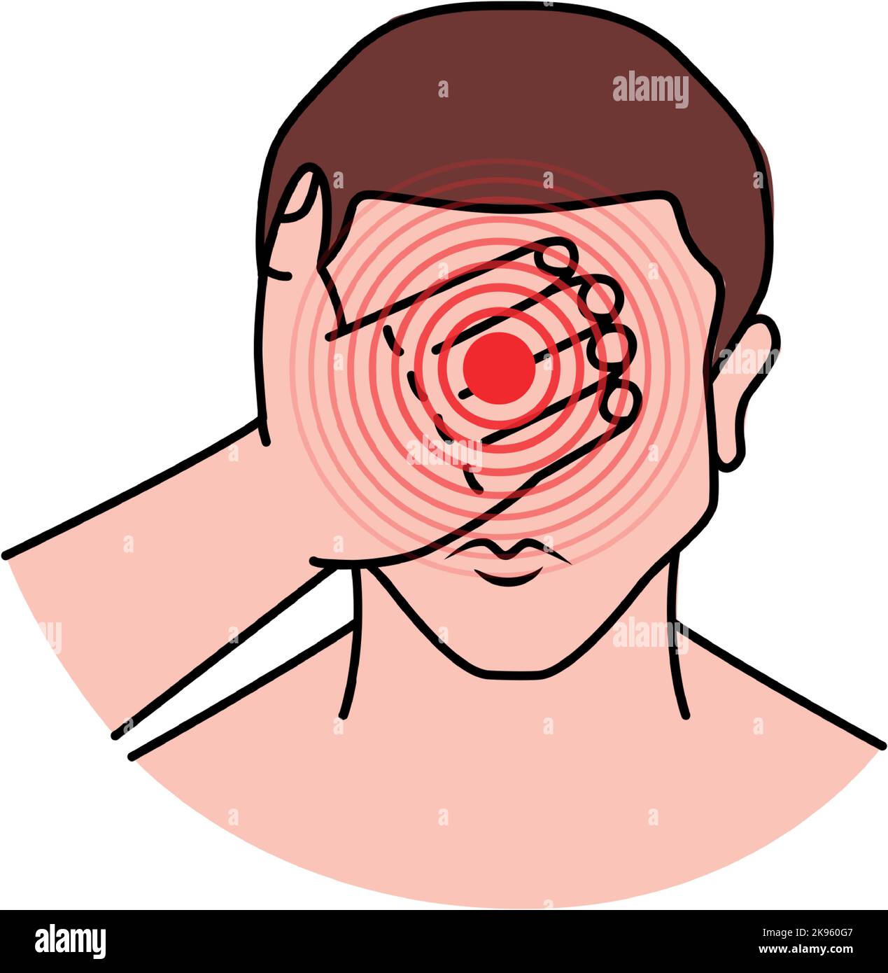 Human headache. Pain and injury in the human head. Vector illustration. Human head pain, brain