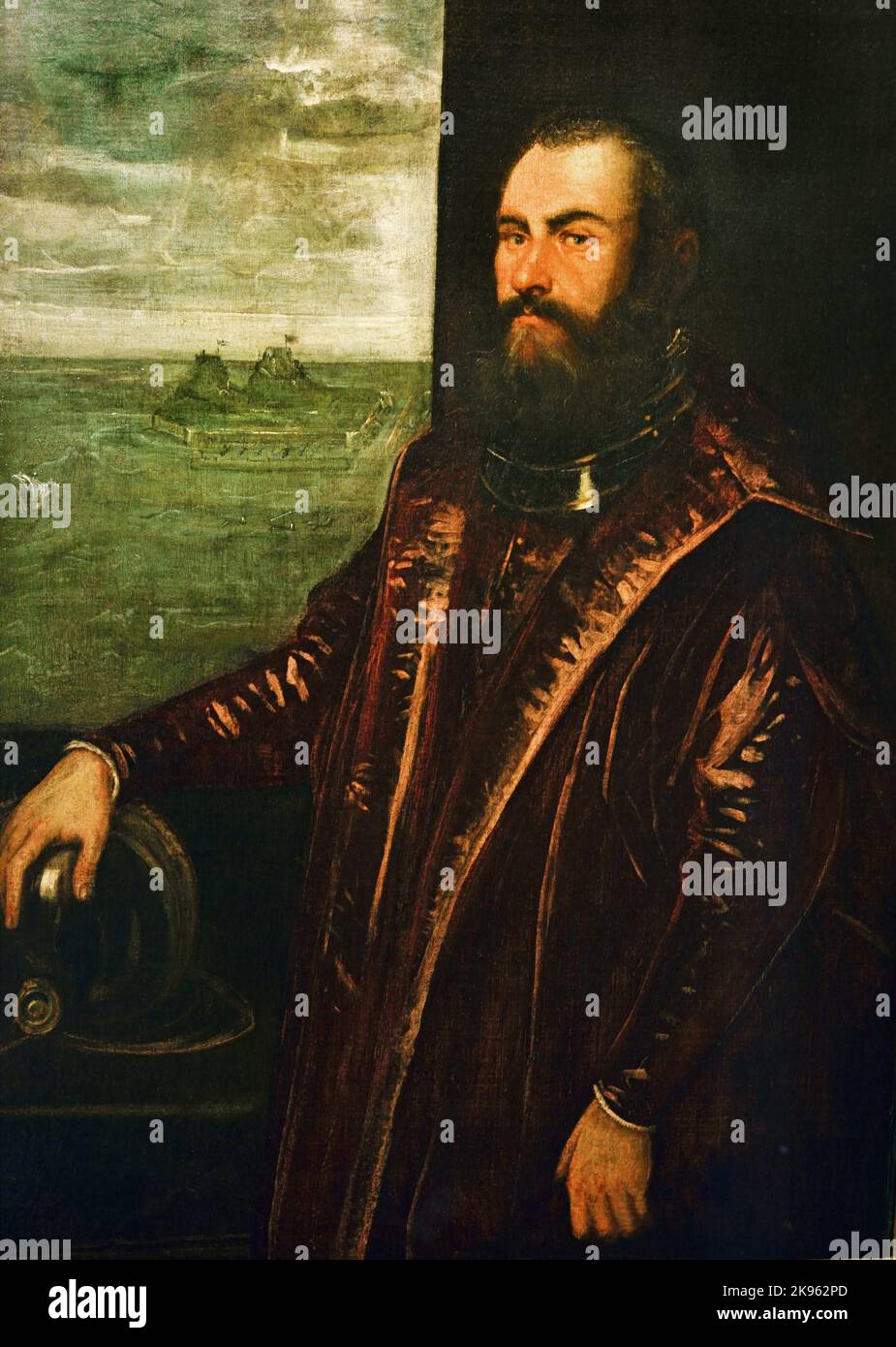 Portrait of a  Venetian Admiral 1570 by Jacopo Tintoretto (real name Jacopo Comin 1518 - 1594) Jacopo ROBUSTI, Venice, Stock Photo