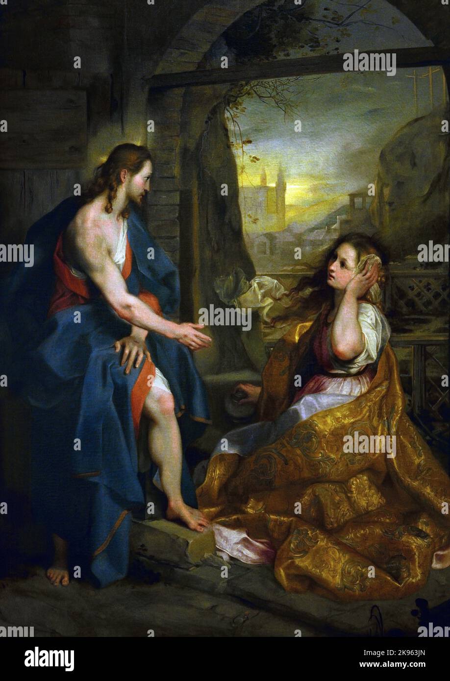Christ Appears to Mary Magdalen ( Noli me Tangere) 1590  by LE BAROCHE, Urbino, 1535 - Urbino, 1612, Italian, Italy, Noli me tangere ,(touch me not ), Latin version of a phrase spoken, according to John 20:17, Jesus to Mary Magdalene when she recognized him after his, resurrection, Stock Photo