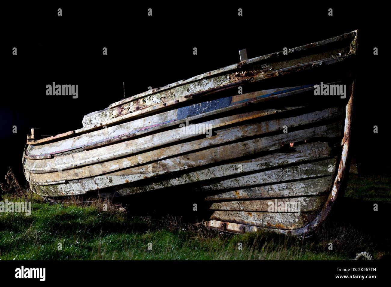 North Landing captured at night with long exposure's, Flamborough, Yorkshire Stock Photo