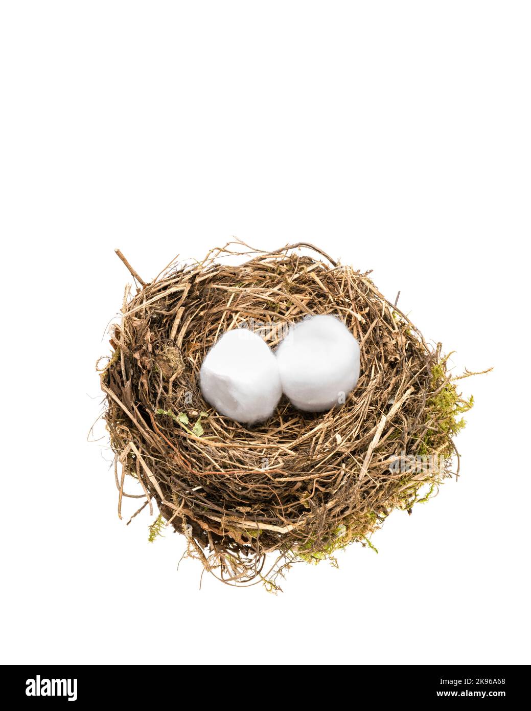 Birds nest with nesting cotton balls Stock Photo Alamy