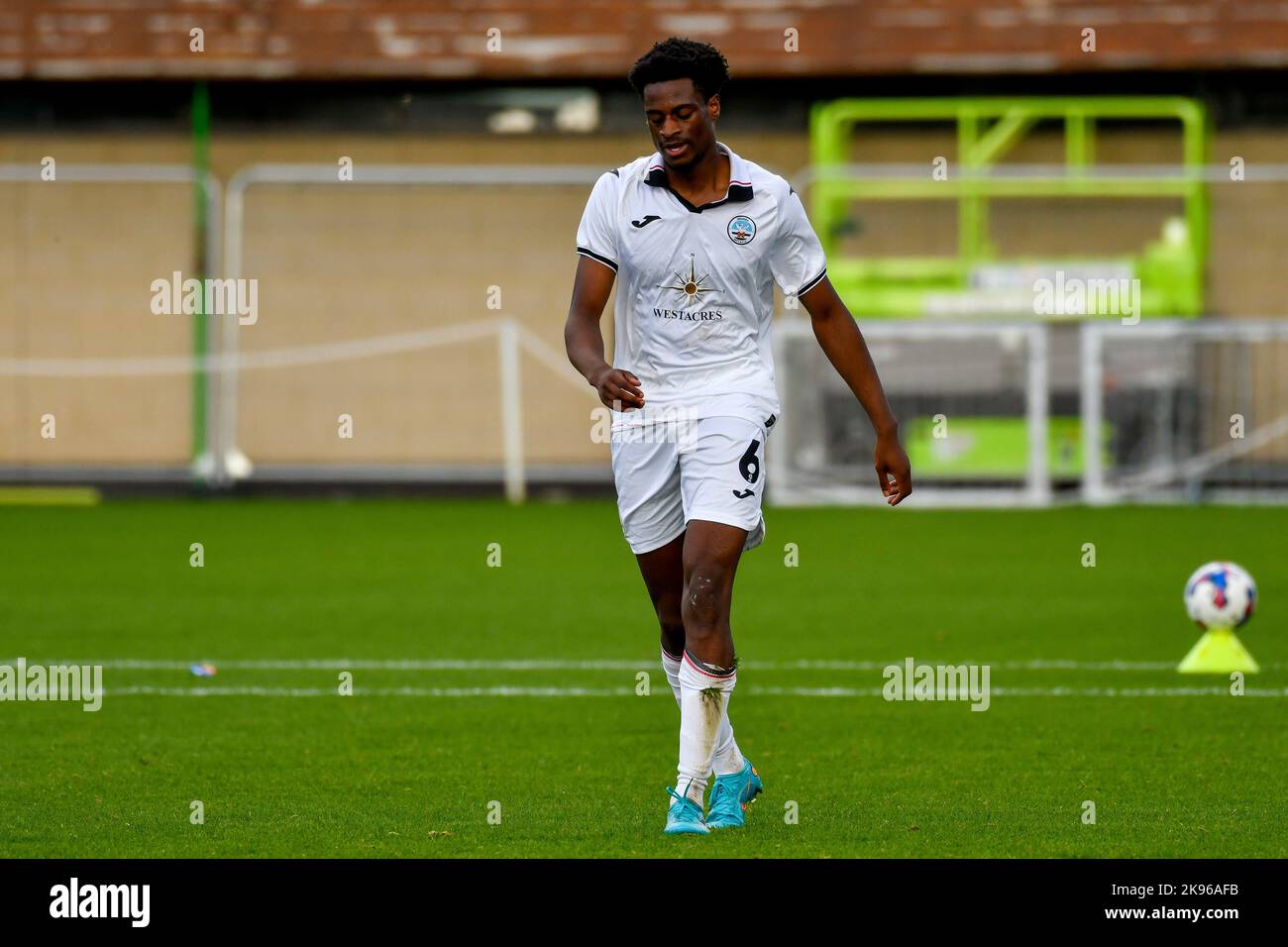 Swansea, Wales. 24 October 2022. Nathanael Ogbeta of Swansea City during  the Professional Development League game between Swansea City Under 21 and  Millwall Under 21 at the Swansea City Academy in Swansea