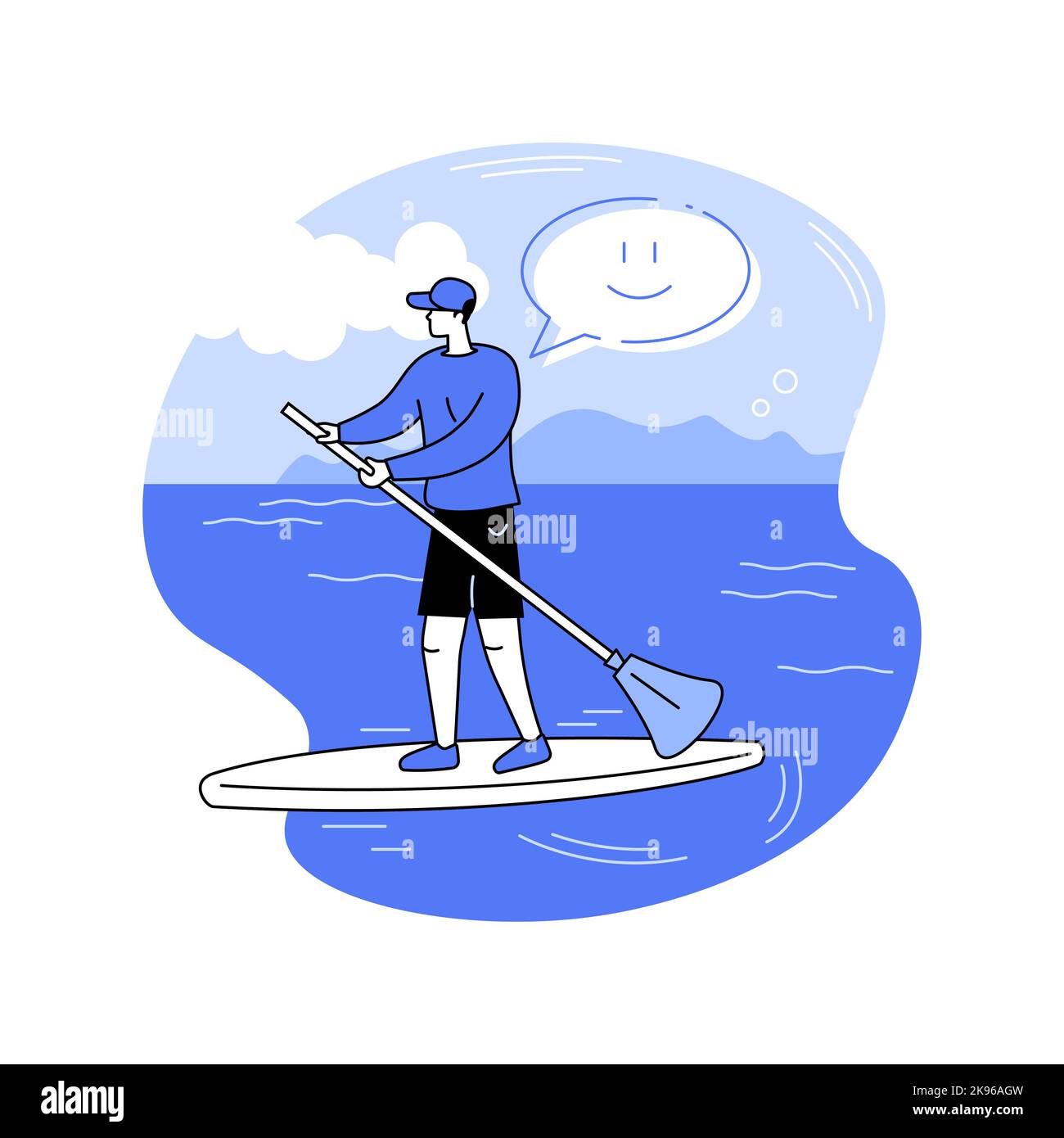 Stand up paddling rental isolated cartoon vector illustrations Stock