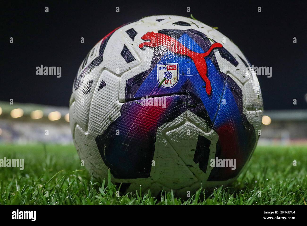 A detailed view of an EFL match ball during the Sky Bet League 2 match between Hartlepool United and Salford City at Victoria Park, Hartlepool on Tuesday 25th October 2022. (Credit: Mark Fletcher | MI News) Credit: MI News & Sport /Alamy Live News Stock Photo